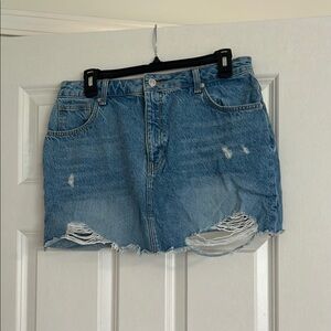 Denim Distressed Mini Skirt